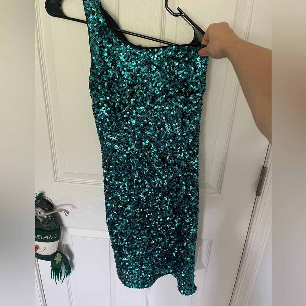 Sequin Teal Dress Lulus Worn once
